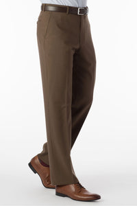 Super 120s Wool Travel Twill Comfort-EZE Trouser in Saddle (Flat Front Models) by Ballin