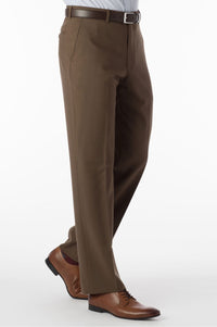 Super 120s Wool Travel Twill Comfort-EZE Trouser in Saddle (Flat Front Models) by Ballin