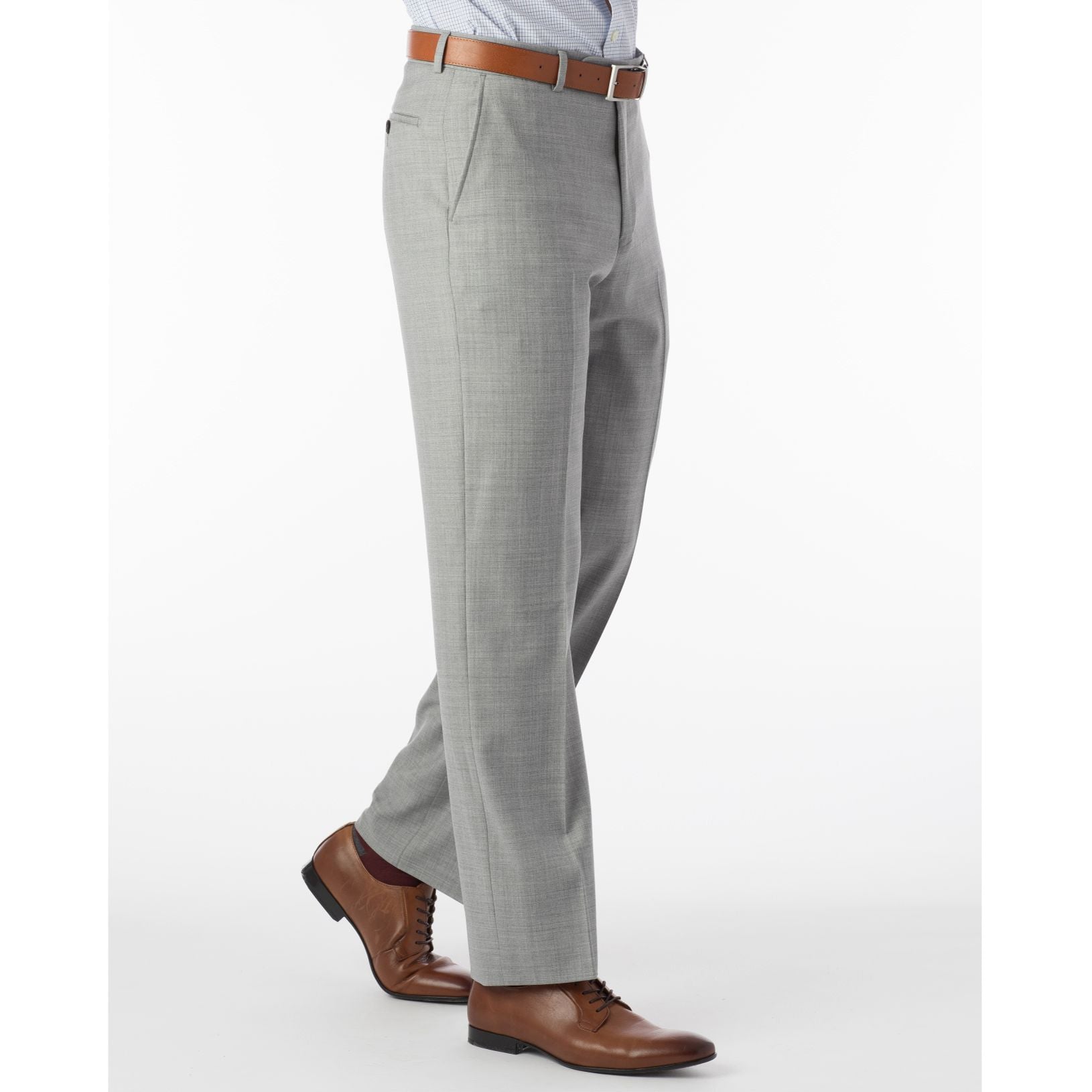 Super 120s Luxury Wool Serge Comfort-EZE Trouser in Light Grey (Flat Front Models) by Ballin