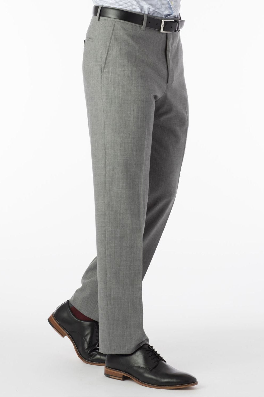 Super 120s Wool Travel Twill Comfort-EZE Trouser in Pearl Grey, Size 34 (Soho Modern Fit) by Ballin