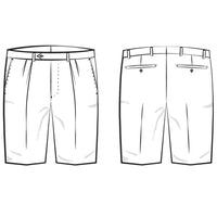 Micro Nano Travel Twill Performance Gabardine Pleated Shorts in Navy by Ballin