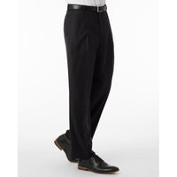 Super 120s Luxury Wool Serge Comfort-EZE Trouser in Black (Manchester Pleated Model) by Ballin