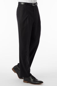 Super 120s Luxury Wool Serge Comfort-EZE Trouser in Black (Manchester Pleated Model) by Ballin