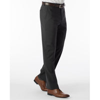 Super 120s Wool Travel Twill Comfort-EZE Trouser in Charcoal Grey (Flat Front Models) by Ballin