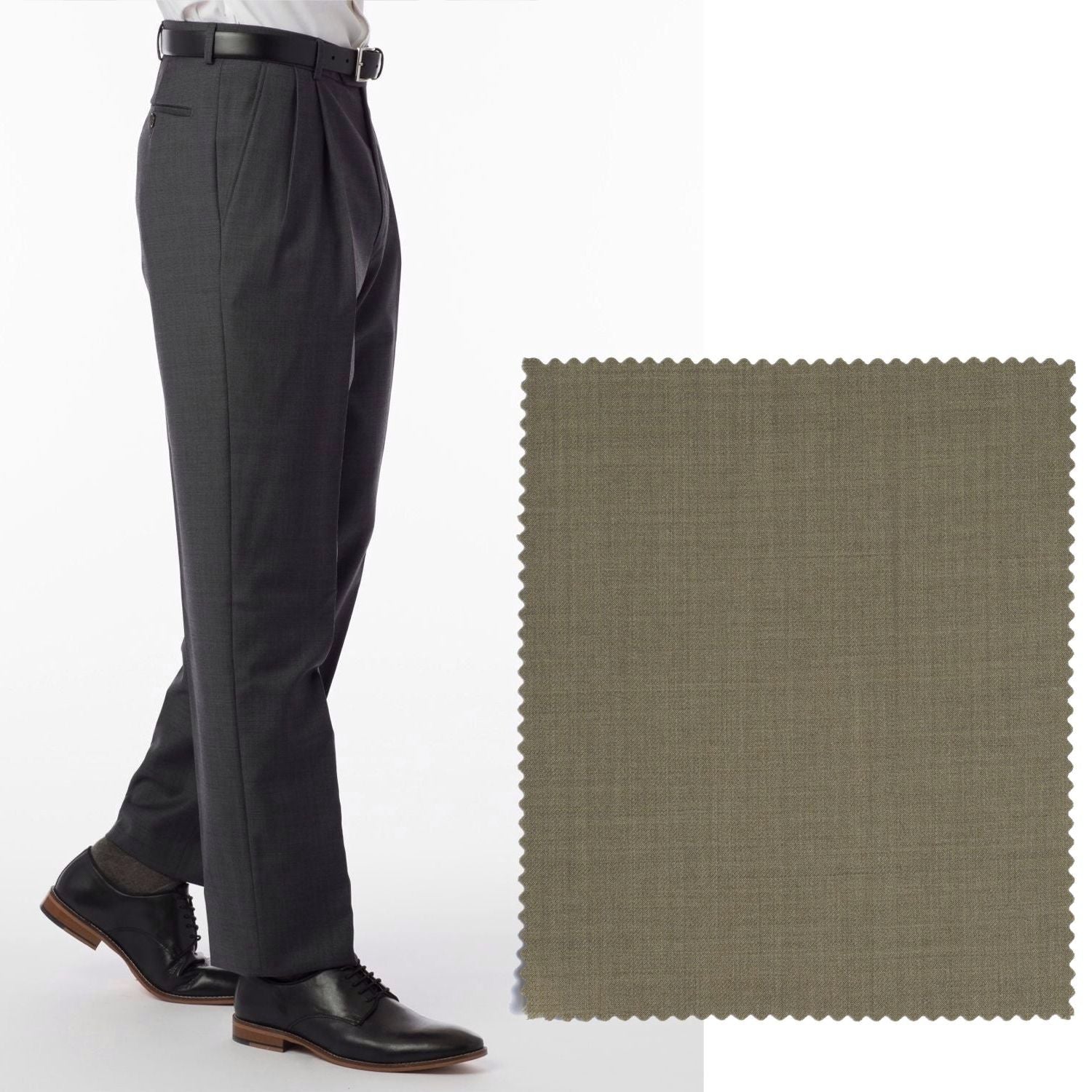 Super 120s Wool Travel Twill Comfort-EZE Trouser in Sand (Manchester Pleated Model) by Ballin