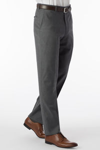 Super 120s Luxury Wool Serge Comfort-EZE Trouser in Medium Grey, Size 36 (Dunhill Traditional Fit) by Ballin