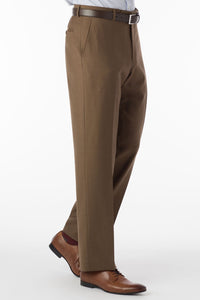 Super 120s Luxury Wool Serge Comfort-EZE Trouser in Tobacco (Flat Front Models) by Ballin