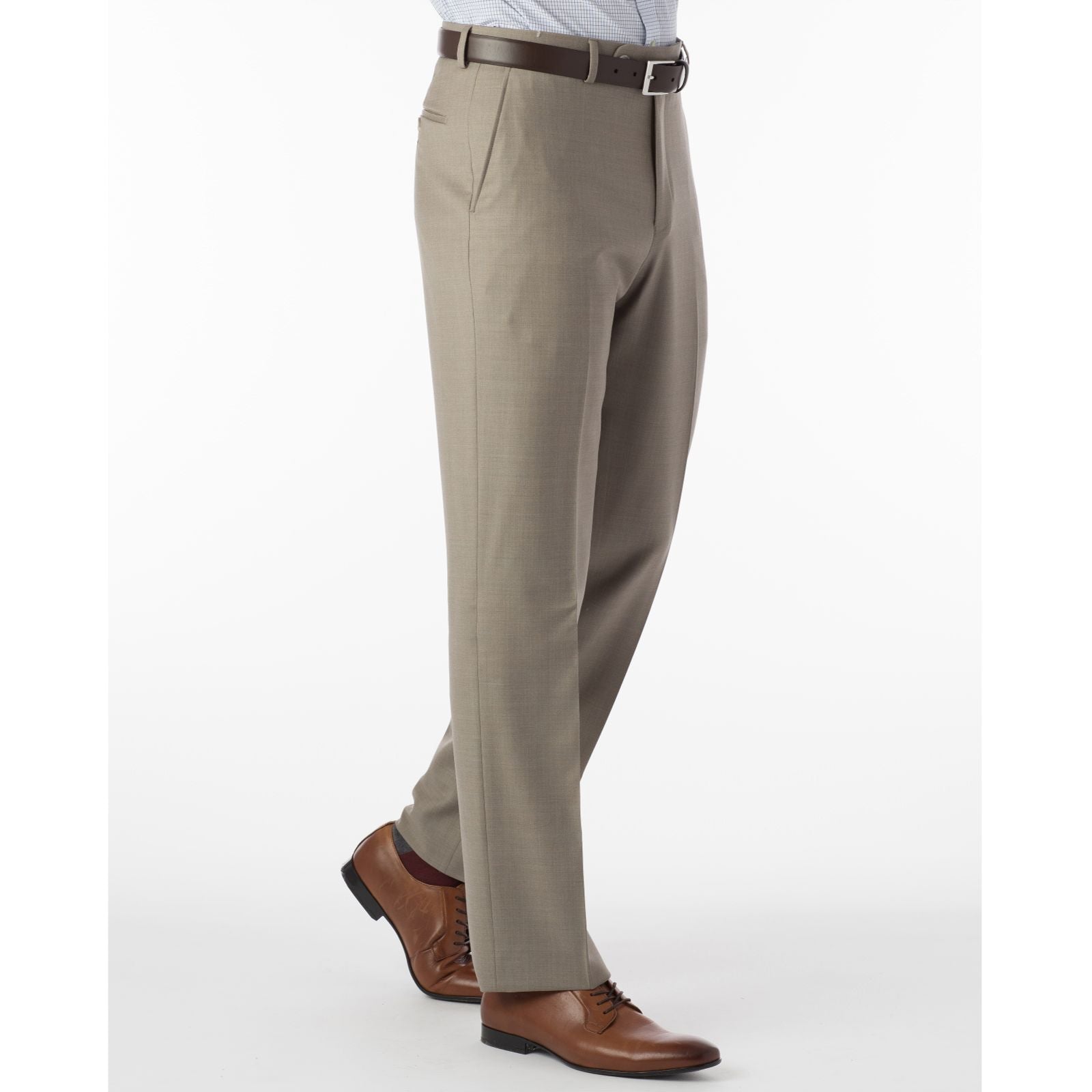Super 120s Luxury Wool Serge Comfort-EZE Trouser in Taupe (Flat Front Models) by Ballin