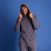 Long Sleeve Hoodie Lounge Shirt in Iron by Wood Underwear