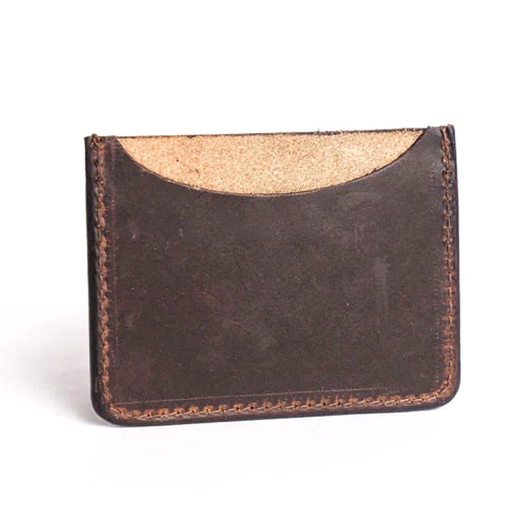 Brown Nut Horween Leather Slim Wallet by Hooks Crafted Leather Co