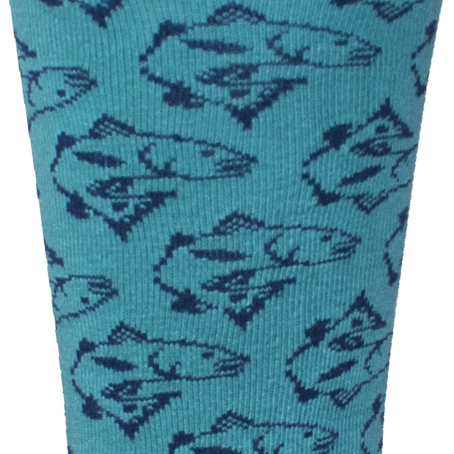 'Red Fish' Cotton Socks in Teal by Brown Dog Hosiery