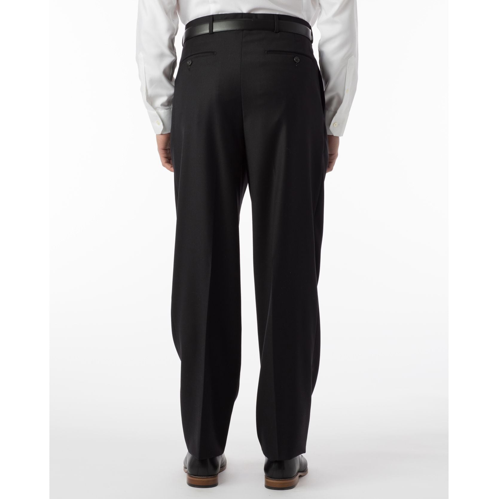 Super 120s Wool Travel Twill Comfort-EZE Trouser in Black (Manchester Pleated Model) by Ballin
