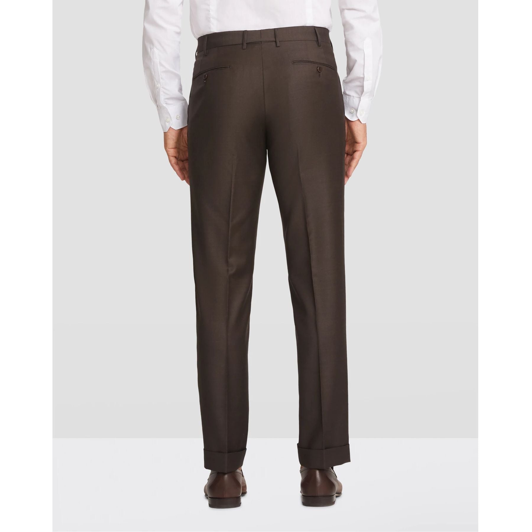 Men Brown Solids Pure Cotton Slim Fit Formal Trouser
