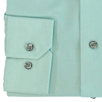 No-Iron Cotton Dress Shirt with Spread Collar in Turquoise (Regular Fit) by Leo Chevalier
