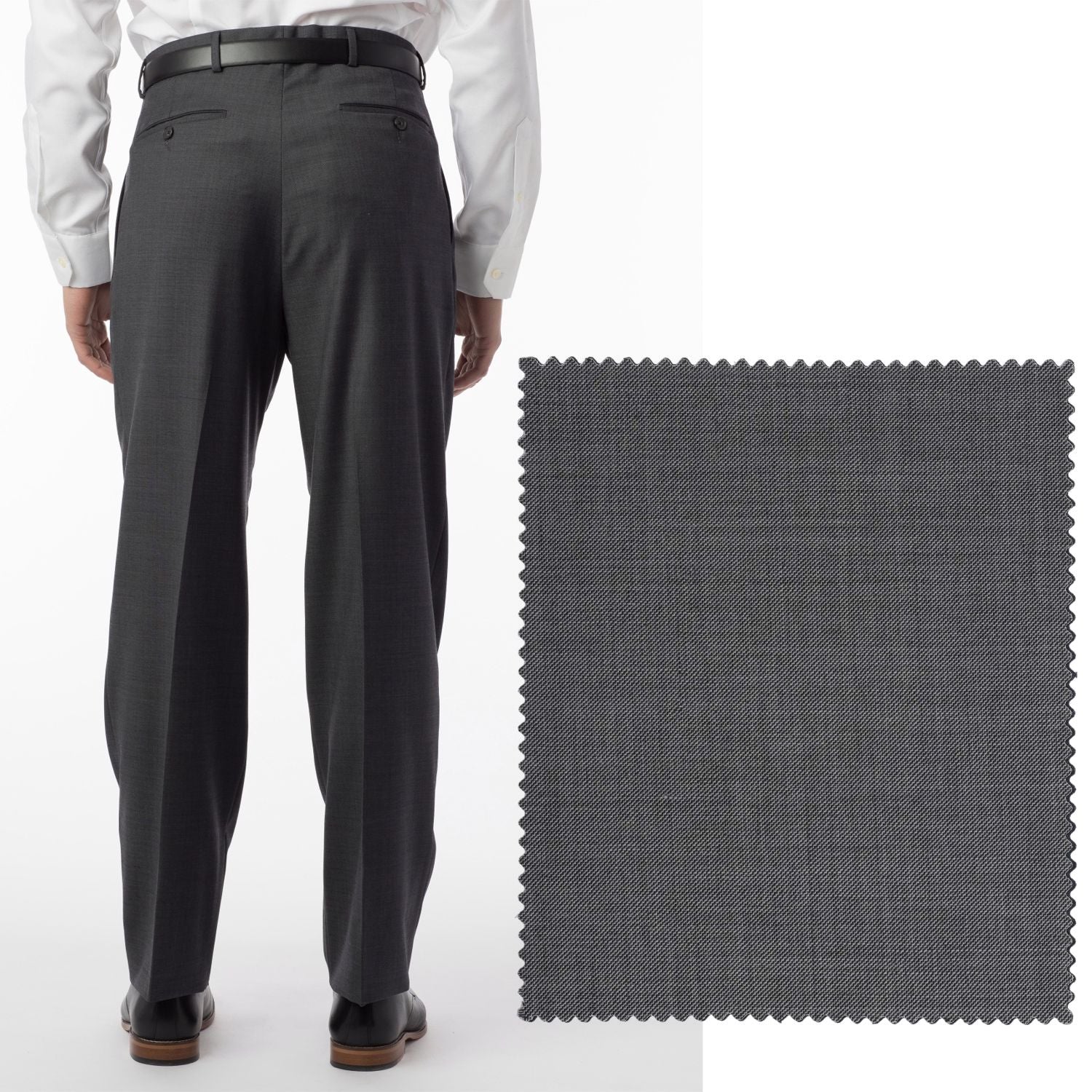 Sharkskin Super 120s Worsted Wool Comfort-EZE Trouser in Medium Grey (Manchester Pleated Model) by Ballin