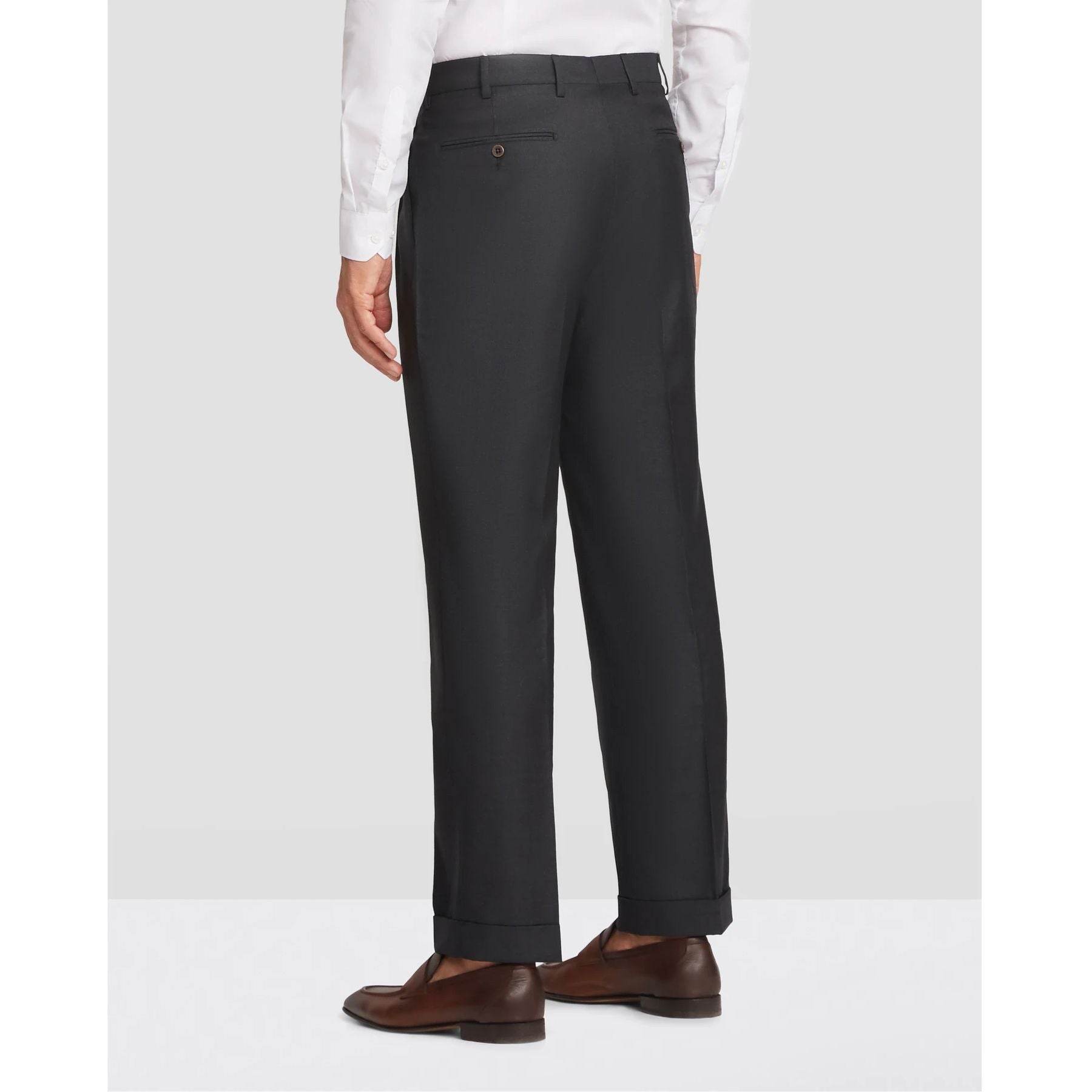 Bennett Double Pleated Super 120s Wool Fancy Trouser in Charcoal & Grey Crosshatch (Full Fit) - LIMITED EDITION by Zanella