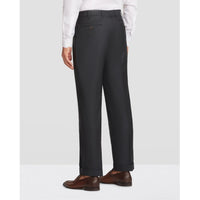 Bennett Double Pleated Wool and Silk Herringbone Trouser in Black & Charcoal (Full Fit) - LIMITED EDITION by Zanella