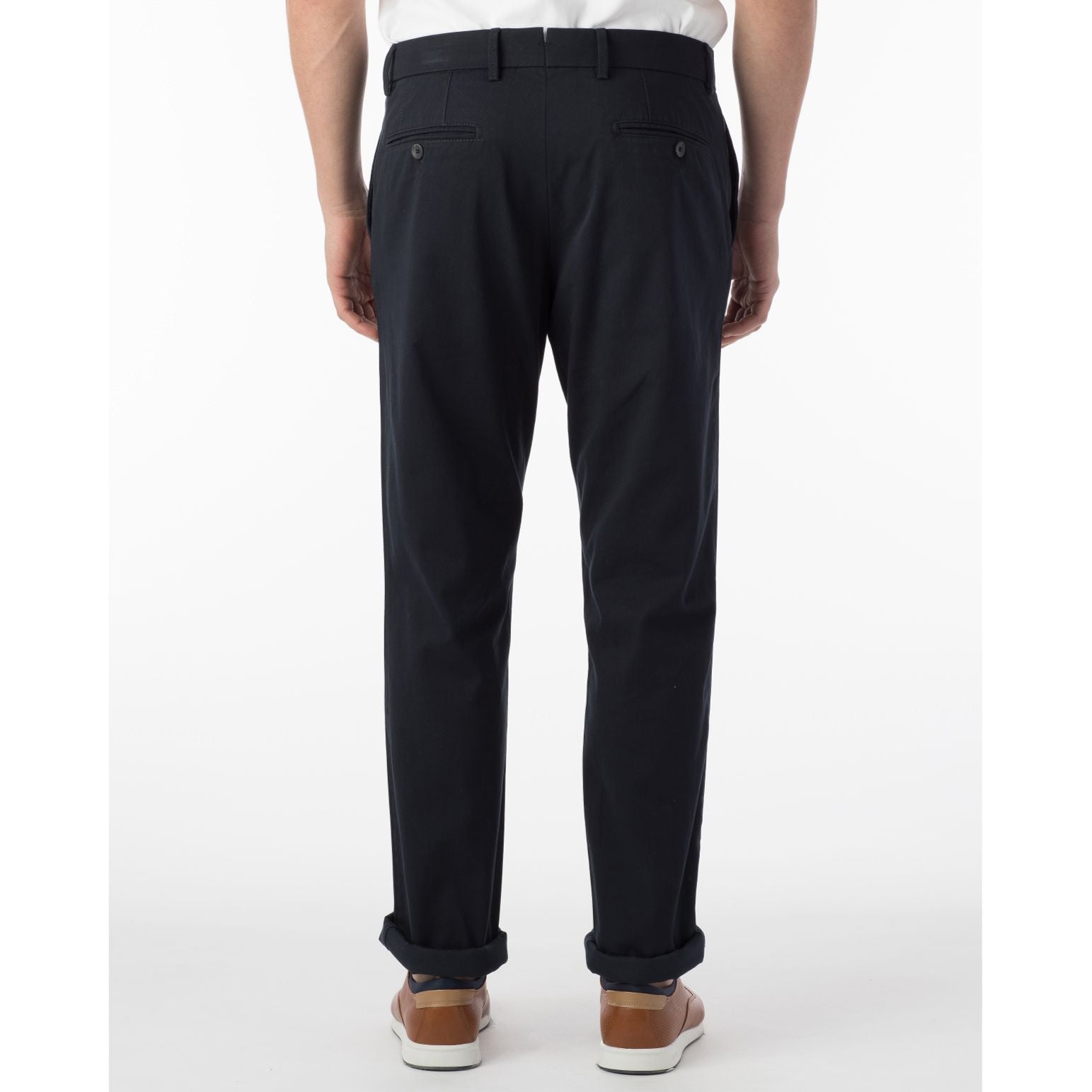 Perma Color Pima Twill Khaki Pants in Navy (Flat Front Models) by Ballin