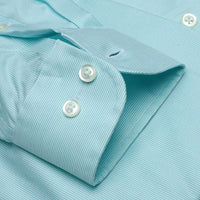 The Denison - Wrinkle-Free Fine Line Stripe Cotton Dress Shirt with Button-Down Collar in Mint (Size 16 1/2 Tall Fit) by Cooper & Stewart