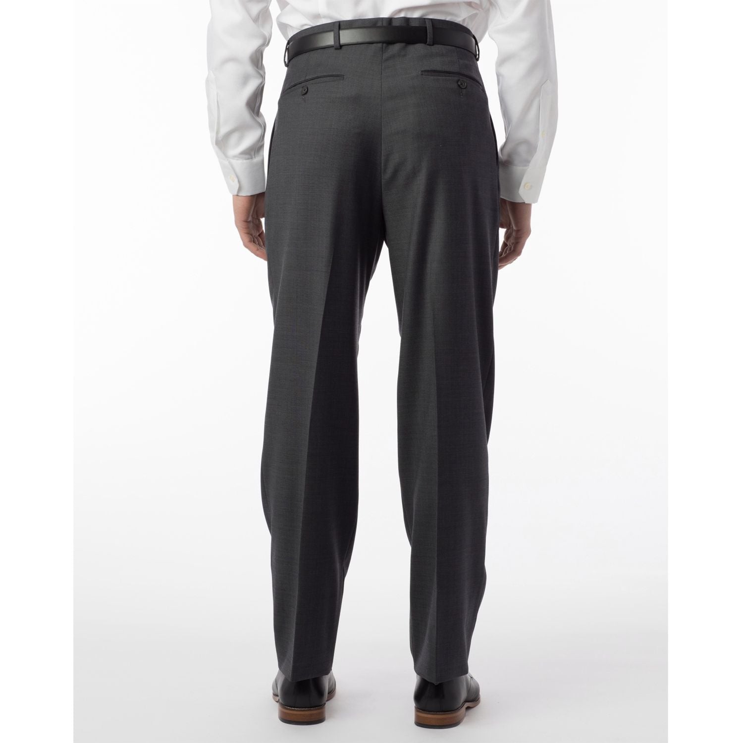 Super 120s Wool Travel Twill Comfort-EZE Trouser in Charcoal Grey (Manchester Pleated Model) by Ballin