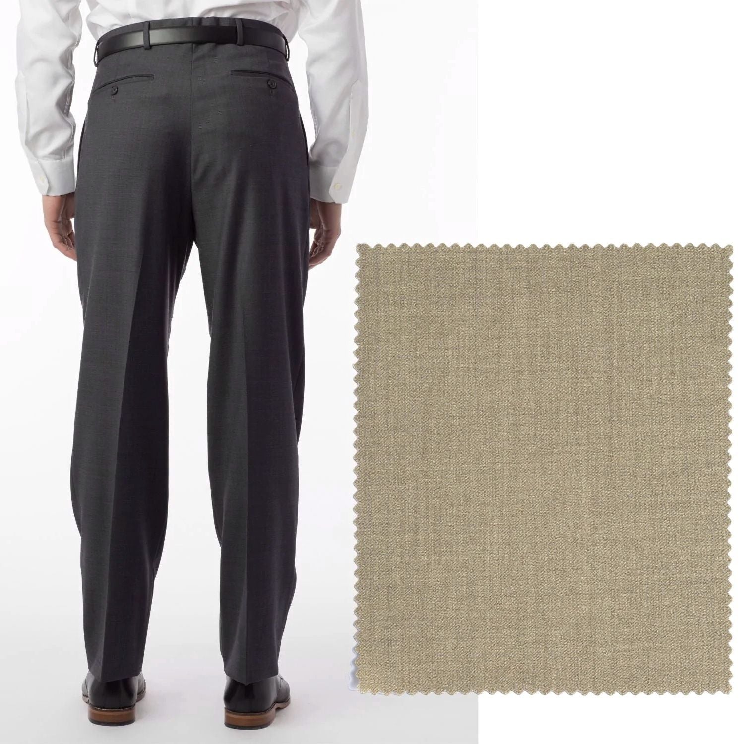 Super 120s Luxury Wool Serge Comfort-EZE Trouser in Oatmeal (Manchester Pleated Model) by Ballin