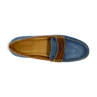 Cannes Penny Loafer in Denim and Tan Leather (Size 13) by Alan Payne Footwear