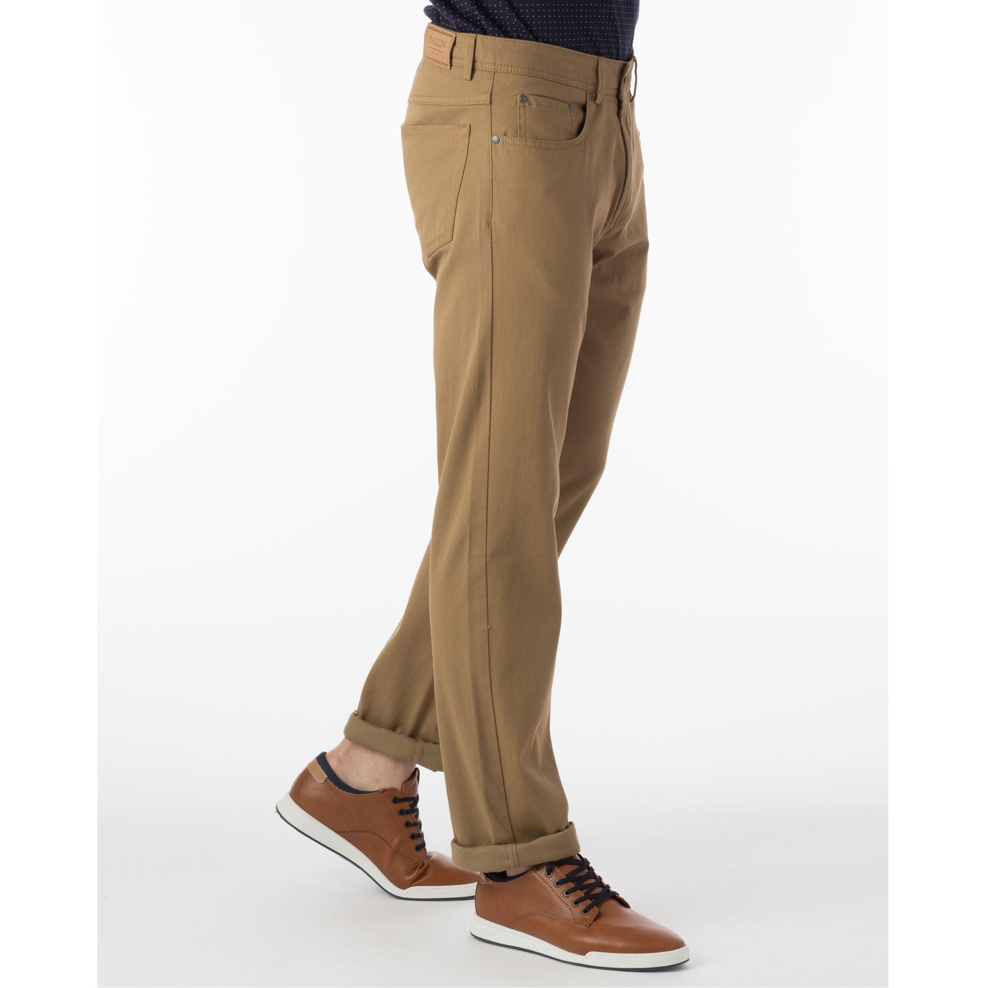 Perma Color Pima Twill 5-Pocket Pants in British Tan (Crescent Modern Fit) by Ballin