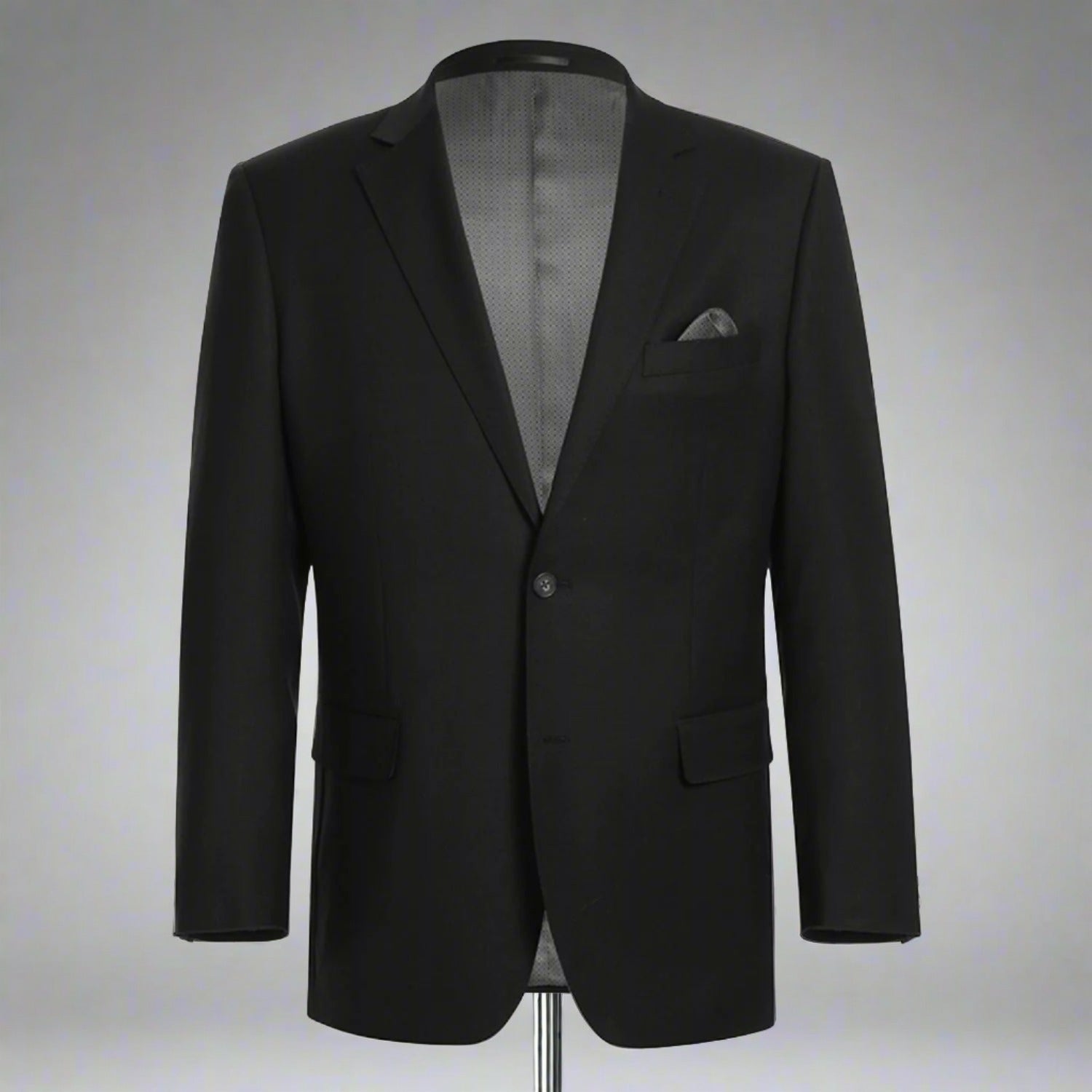 Super 140s Wool Single Breasted Classic Fit Blazer in Black (Short, Regular, and Long Available) by Renoir 48 Regular