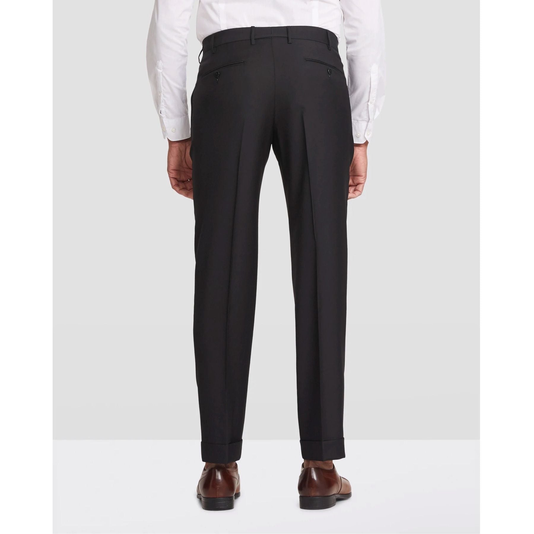 Parker Flat Front Stretch Wool Trouser in Black (Modern Straight Fit) by Zanella