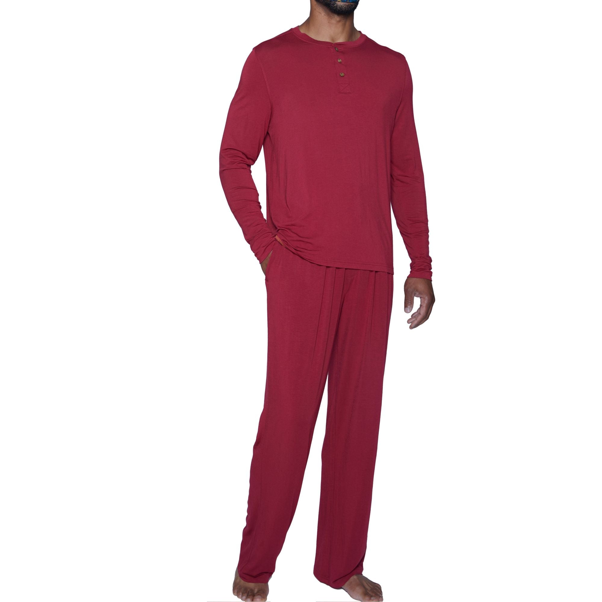 LUXE Cashmere Blend Lounge Pant in Burgundy by Wood Underwear