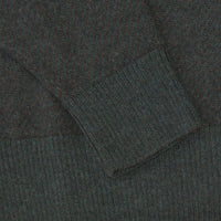 Royal Alpaca Diagonal Jacquard Half-Zip Lightweight Sweater in Hunter Green and Chocolate Heather by Peru Unlimited