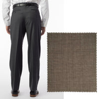 Sharkskin Super 120s Worsted Wool Comfort-EZE Trouser in Light Brown (Manchester Pleated Model) by Ballin