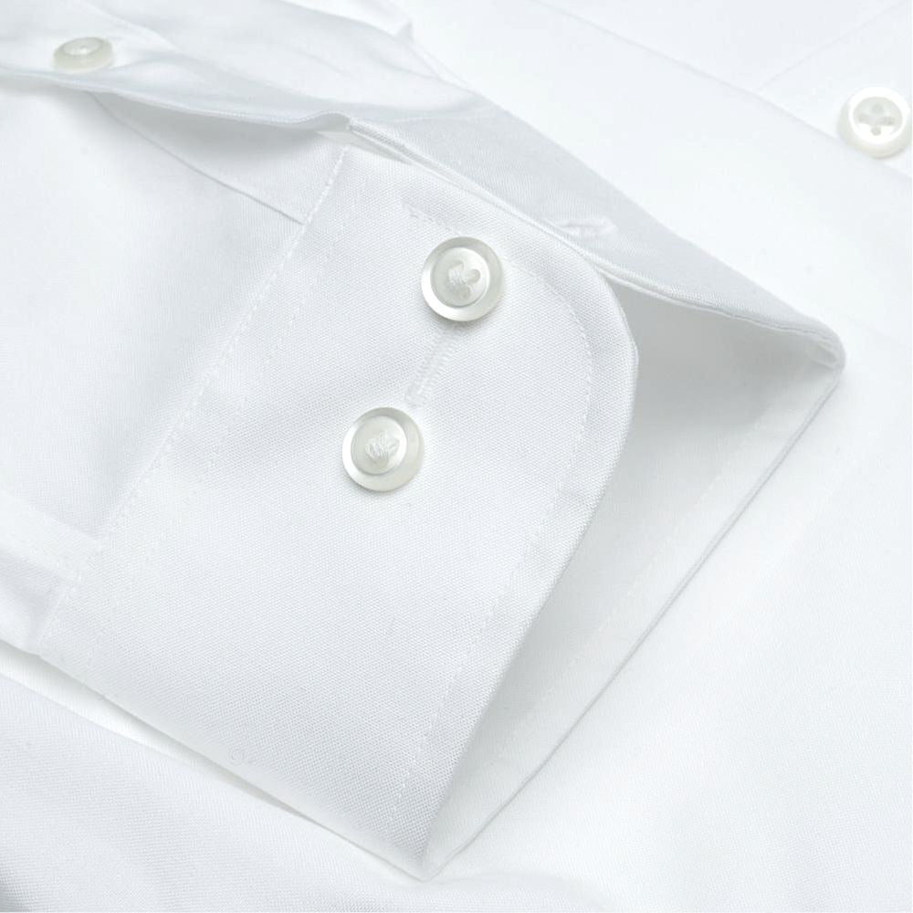 The Standard White - Wrinkle-Free Pinpoint Cotton Dress Shirt with Button-Down Collar by Cooper & Stewart