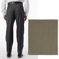 Super 120s Wool Travel Twill Comfort-EZE Trouser in Sand, Size 46 (Manchester Pleated Model) by Ballin