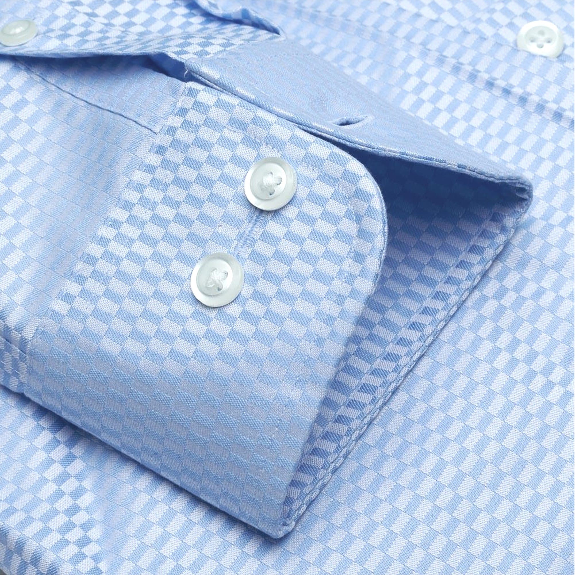 The Washington - Wrinkle-Free Tonal Check Cotton Dress Shirt in Blue by Cooper & Stewart