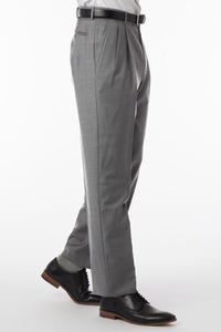 Super 120s Wool Travel Twill Comfort-EZE Trouser in Pearl Grey, Size 40 (Manchester Pleated Model) by Ballin
