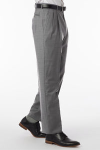 Super 120s Wool Travel Twill Comfort-EZE Trouser in Pearl Grey, Size 40 (Manchester Pleated Model) by Ballin