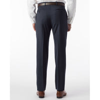 Super 120s Wool Gabardine Comfort-EZE Trouser in Navy Mix, Size 31 (Dunhill Traditional Fit) by Ballin
