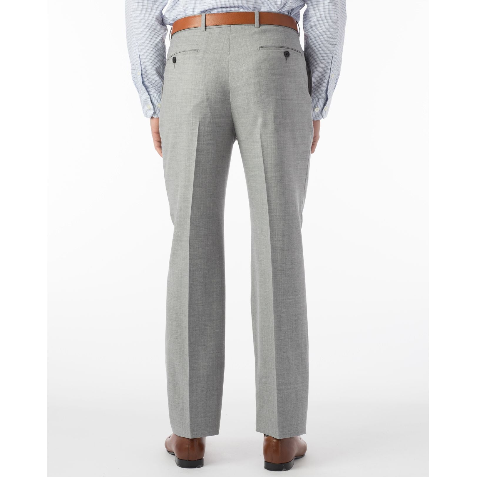 Super 120s Luxury Wool Serge Comfort-EZE Trouser in Light Grey (Flat Front Models) by Ballin