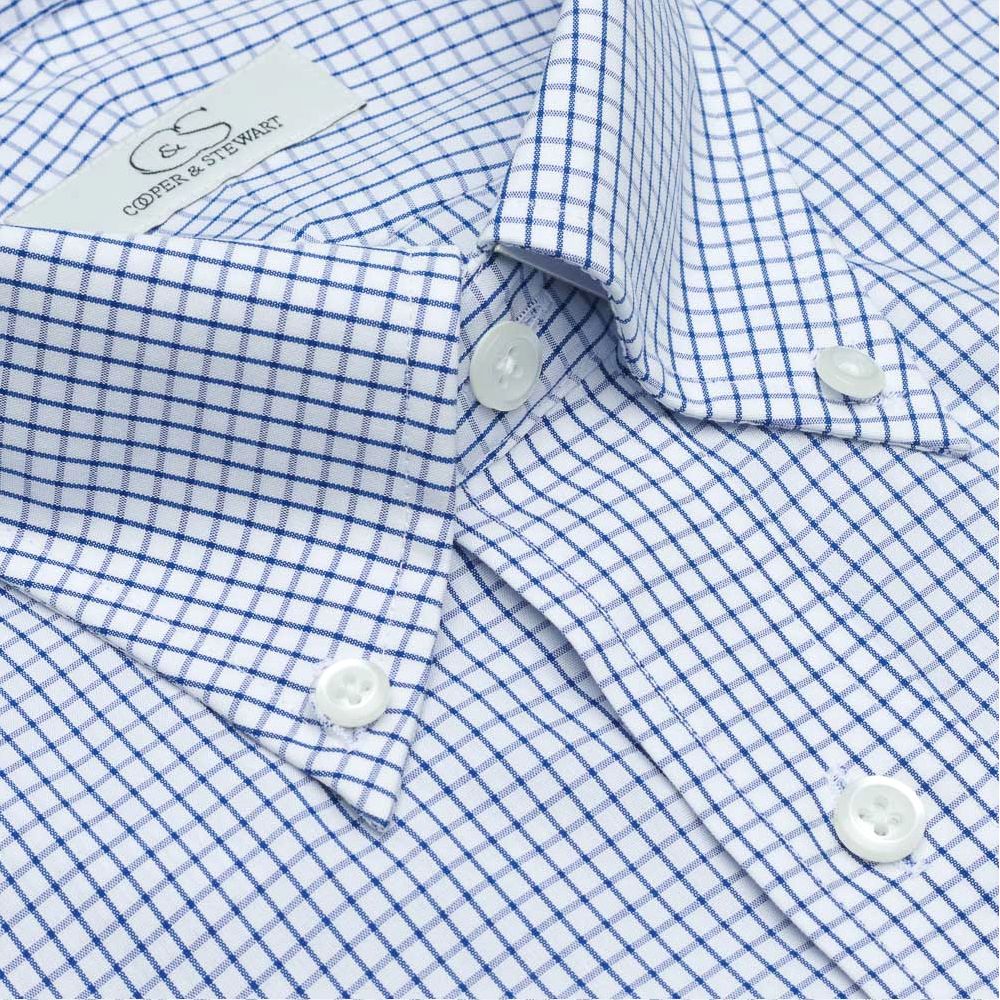The Lenox - Wrinkle-Free Classic Check Cotton Dress Shirt with Button- The Lenox - Wrinkle-Free Classic Check Cotton Dress Shirt with Button-