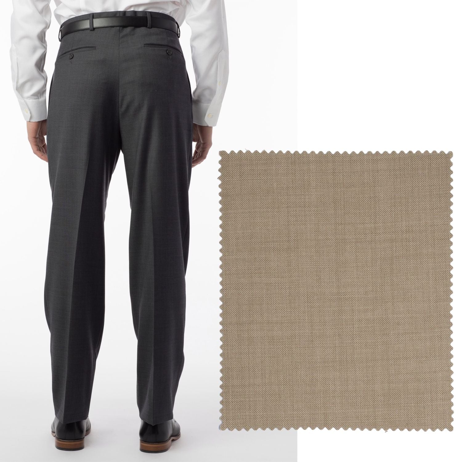 Sharkskin Super 120s Worsted Wool Comfort-EZE Trouser in Camel (Manchester Pleated Model) by Ballin