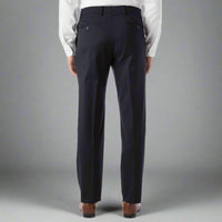 Super 130s Loro Piana Wool Gabardine Flat Front Trouser in Navy by 6 East by Ballin