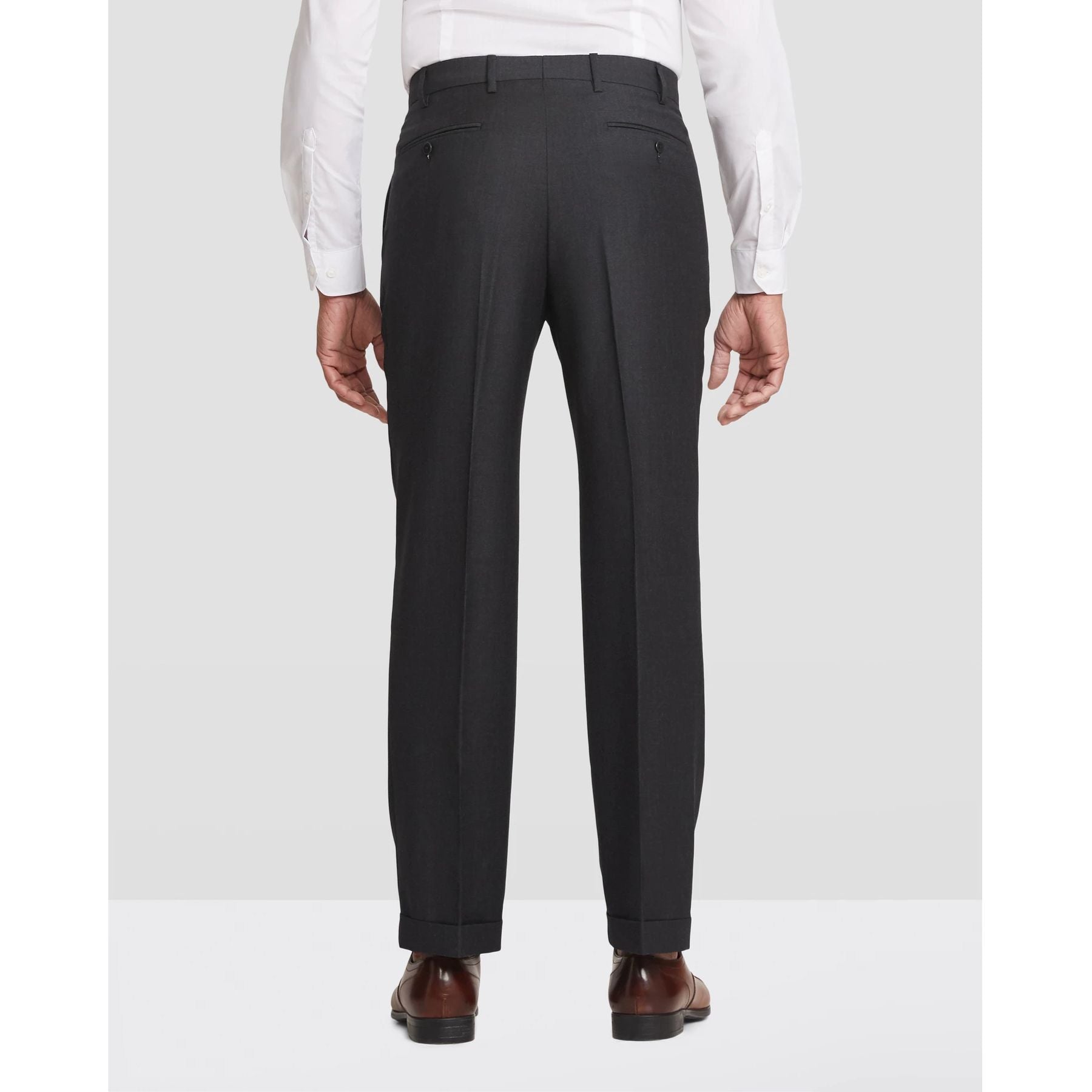 Todd Flat Front Super 120s Wool Serge Trouser in Charcoal (Full Fit) by Zanella