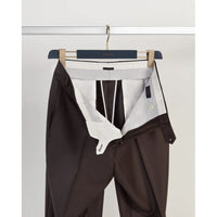 Todd Flat Front Super 120s Wool Serge Trouser in Chocolate Brown (Full Fit) by Zanella