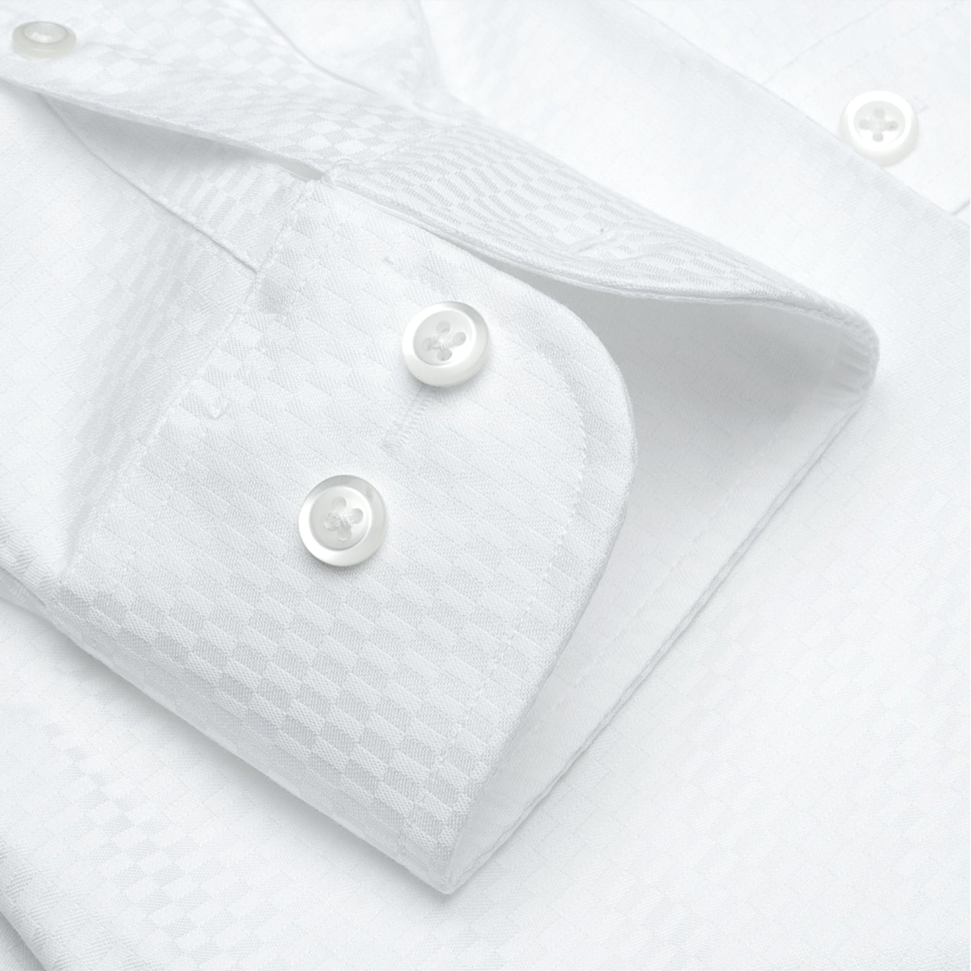 The Washington - Wrinkle-Free Tonal Check Cotton Dress Shirt in White by Cooper & Stewart