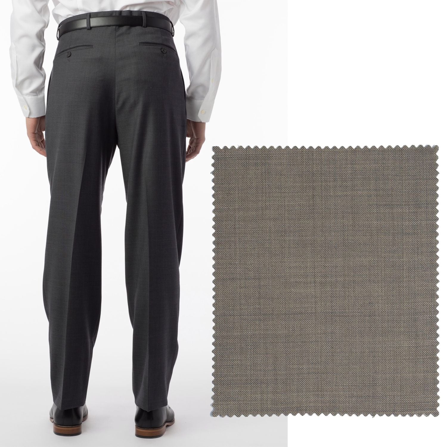 Sharkskin Super 120s Worsted Wool Comfort-EZE Trouser in British Tan (Manchester Pleated Model) by Ballin
