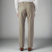 Super 130s Loro Piana Wool Gabardine Flat Front Trouser in Tan, Size 35 (Park Traditional Fit) by 6 East by Ballin