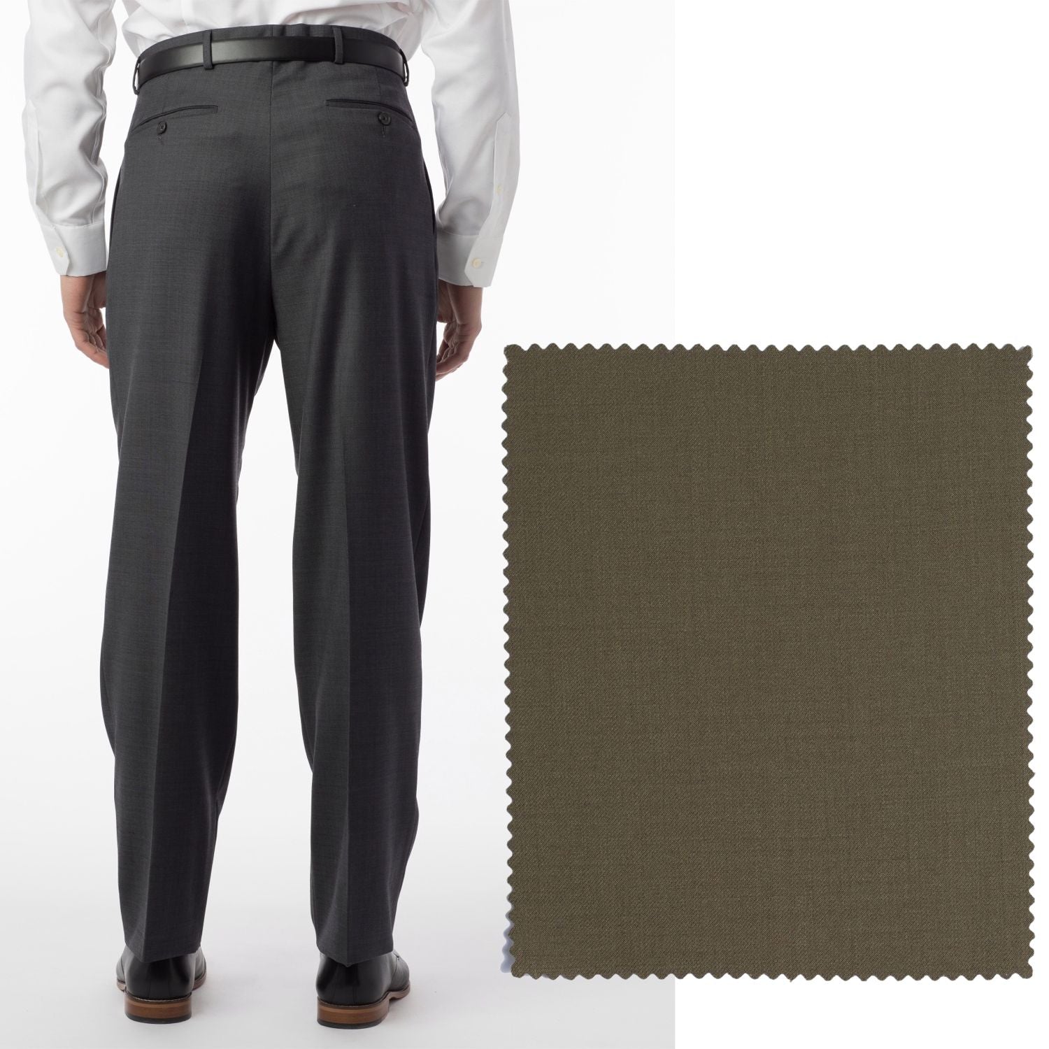 Super 120s Luxury Wool Serge Comfort-EZE Trouser in Olive (Manchester Pleated Model) by Ballin