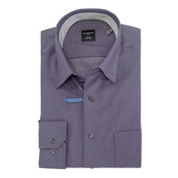 No-Iron Cotton Dress Shirt with Spread Collar in Lavender (Regular Fit) by Leo Chevalier
