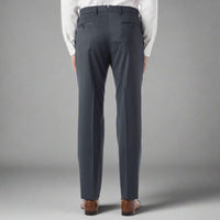 Super 130s Loro Piana Wool Gabardine Flat Front Trouser in Navy Mix by 6 East by Ballin